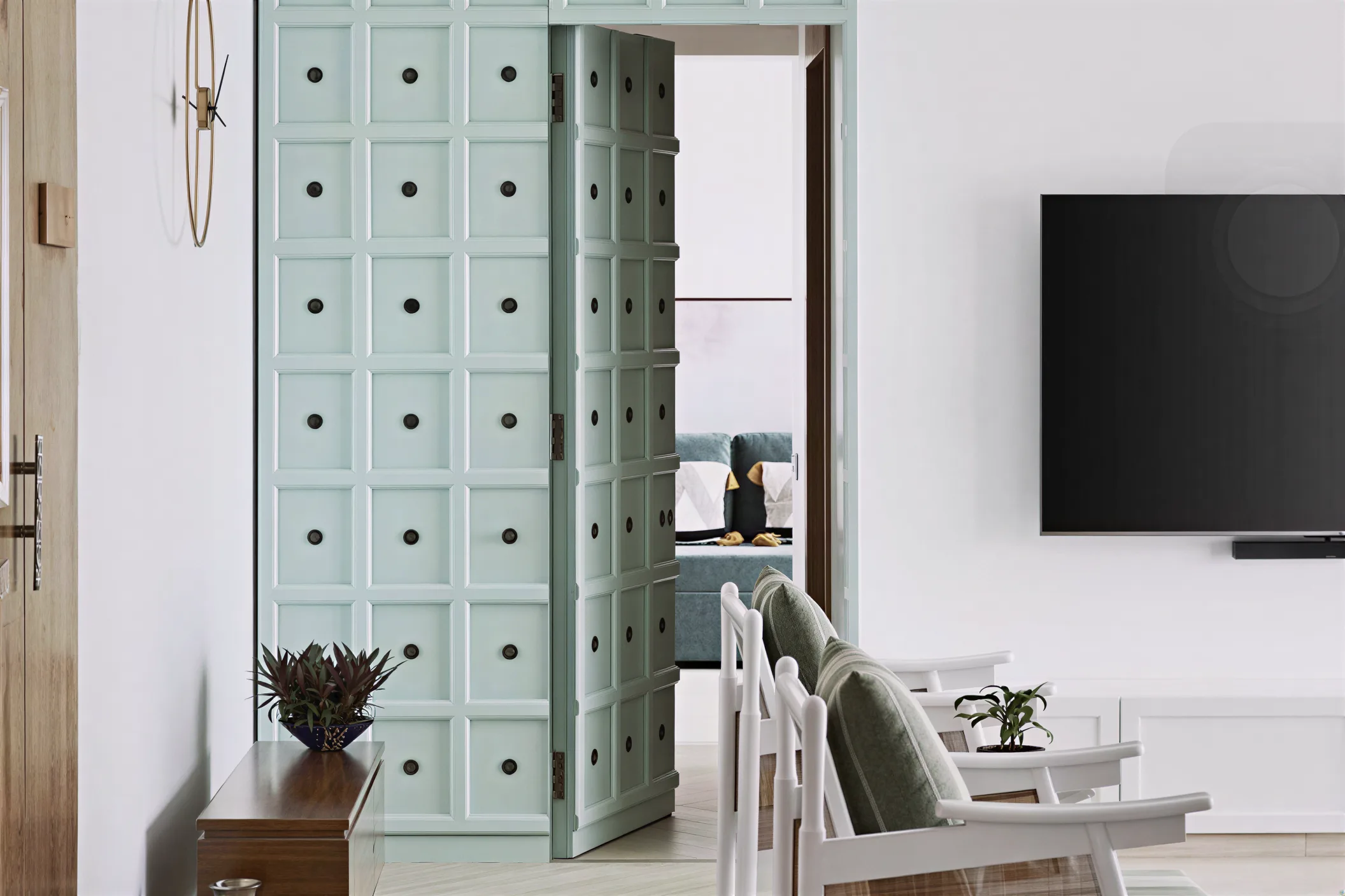 Door and wall system study showing hardware and alignment